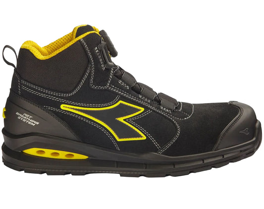 Werkschoenen diadora 182533, zwart met geel, zijkant