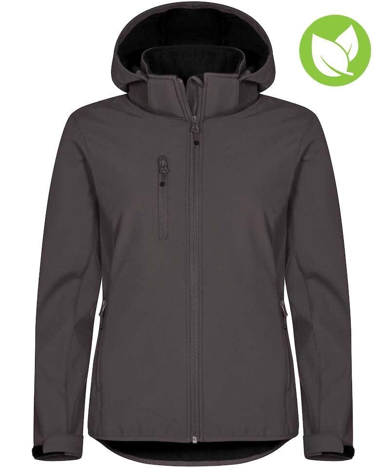 Dames softshell jas Clique Classic met capuchon antraciet voorkant