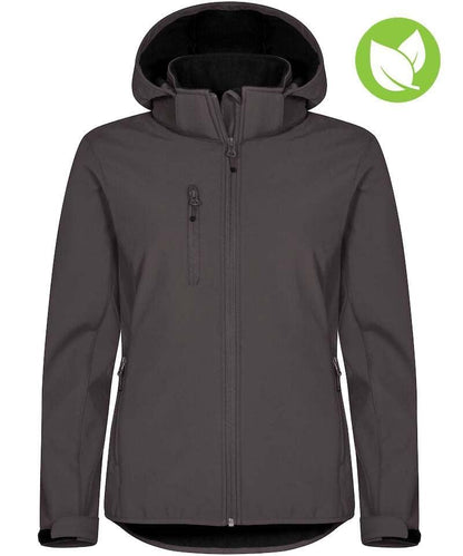 Dames softshell jas Clique Classic met capuchon antraciet voorkant