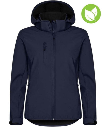 Dames softshell jas Clique Classic met capuchon navy voorkant
