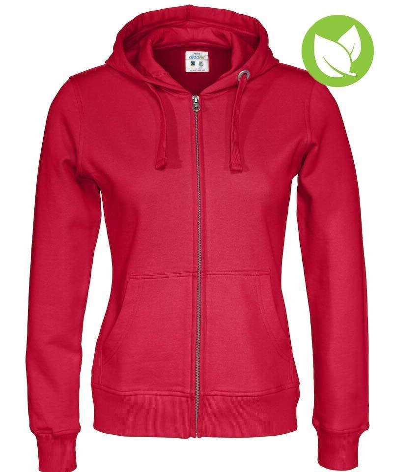 Cottover vest met capuchon dames rood