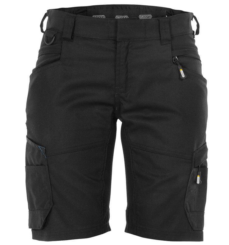Dames stretch korte werkbroek Dassy Axis Zwart voorkant
