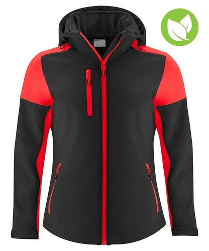 Softshell jas gevoerd Printer Prime Dames zwart rood