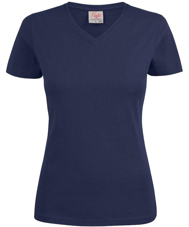 Dames t-shirt v-hals Printer navy