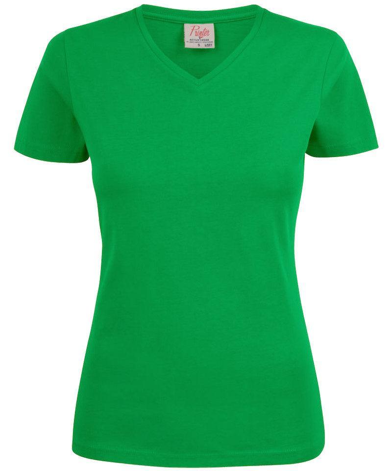 Dames t-shirt v-hals Printer groen