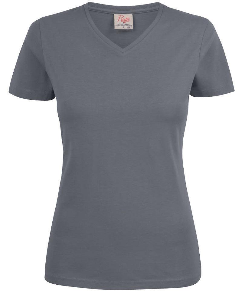 Dames t-shirt v-hals Printer antraciet