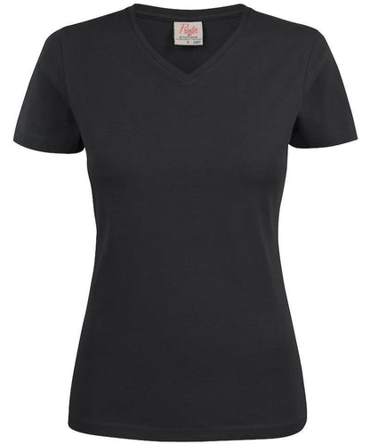 Dames t-shirt v-hals Printer zwart