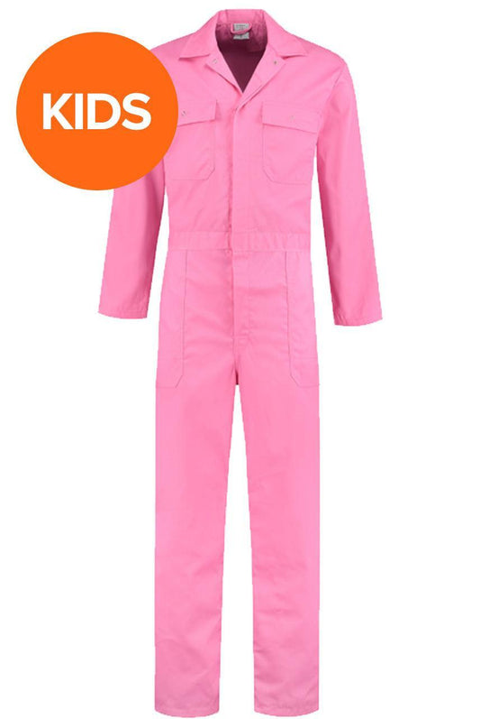 Kinderoverall polyester/katoen roze