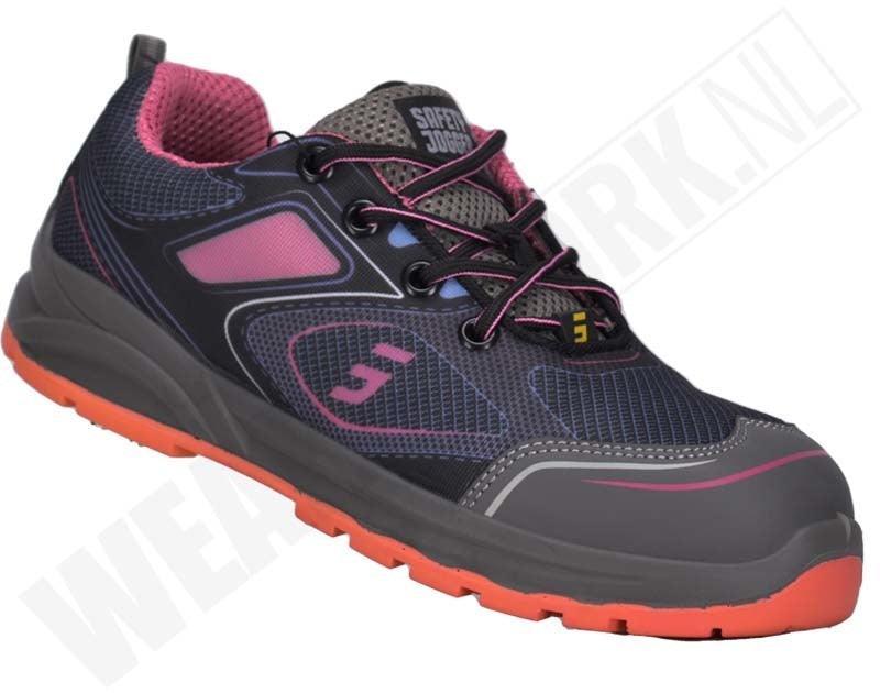 Dames werkschoenen S1P SRC ESD Cador Roze Safety Jogger schuin