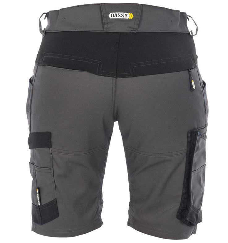 Dames stretch korte werkbroek Dassy Axis grijs achterkant