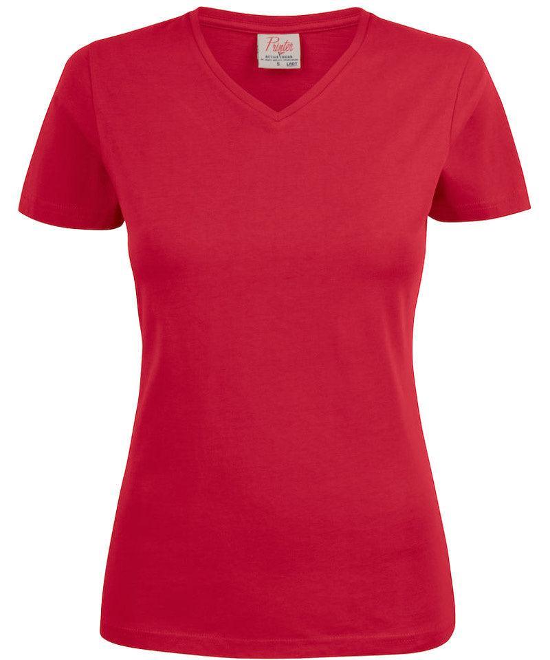 Dames t-shirt v-hals Printer rood