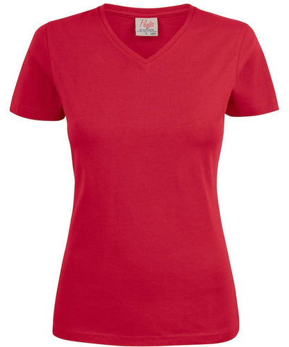Dames t-shirt v-hals Printer rood