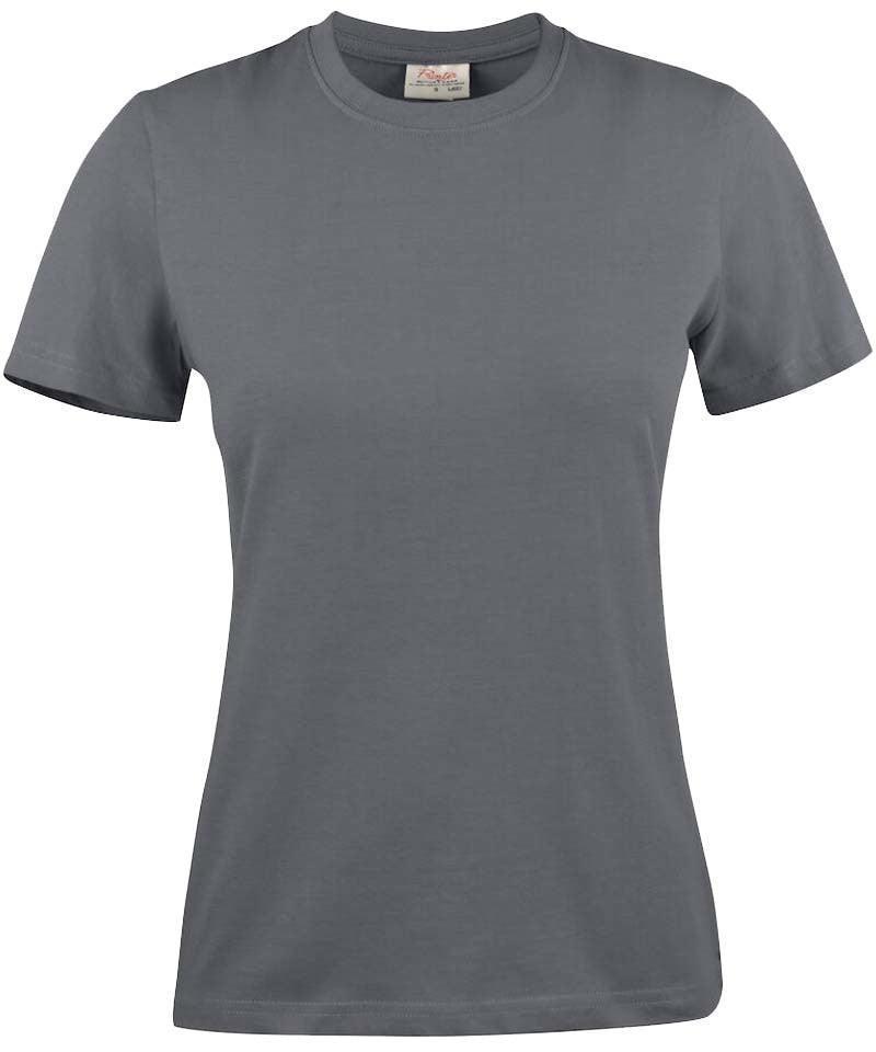 Printer Heavy T-shirt Dames Ronde hals antraciet
