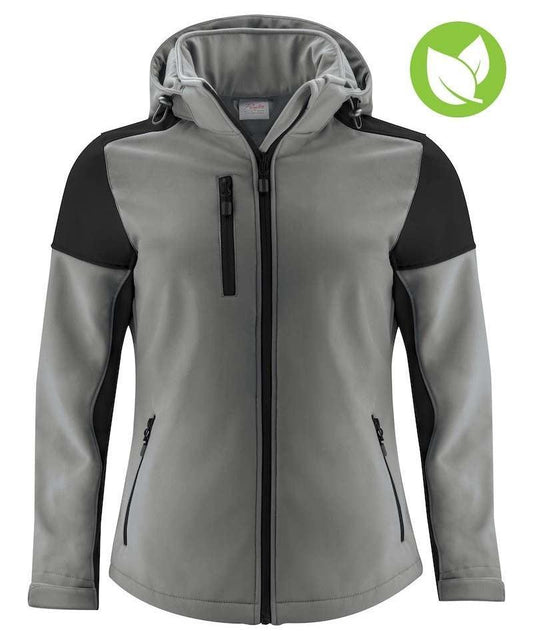 Softshell jas gevoerd Printer Prime Dames grijs zwart