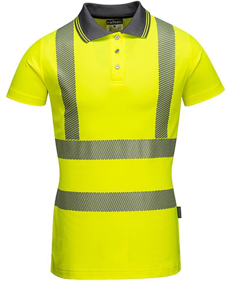 Dames poloshirt high-visibility LW72 geel