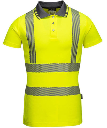 Dames poloshirt high-visibility LW72 geel