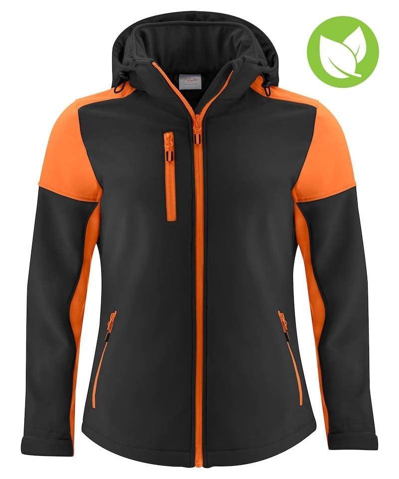 Softshell jas gevoerd Printer Prime Dames zwart oranje