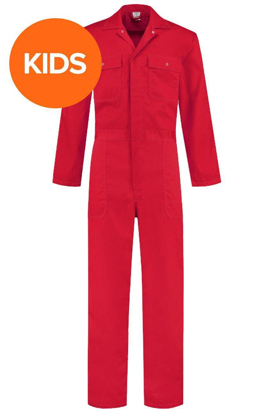Kinderoverall polyester/katoen rood voorkant