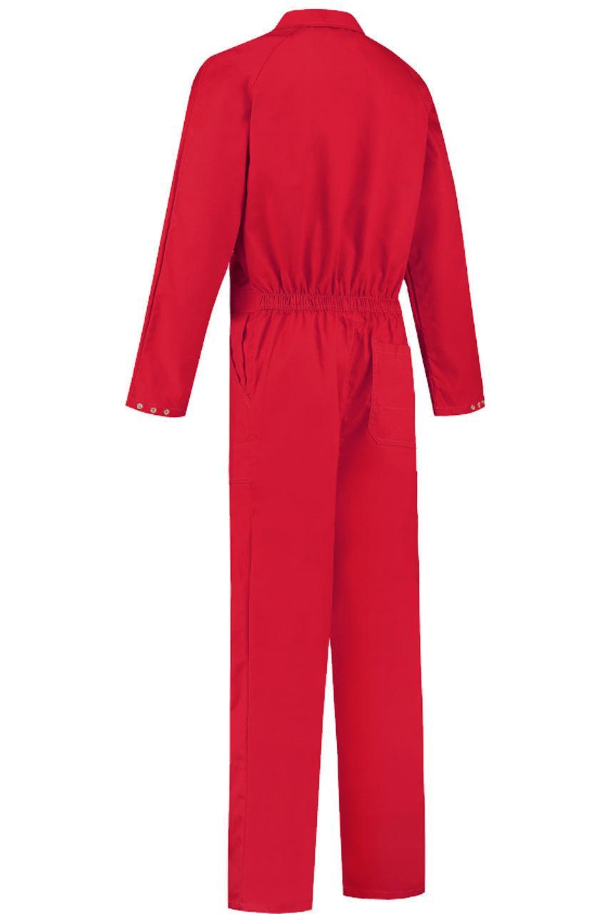 Kinderoverall polyester/katoen rood achterkant