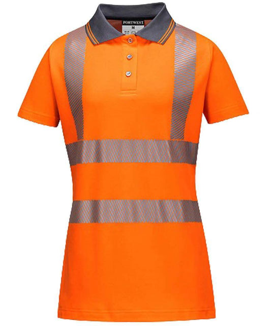 Dames poloshirt high-visibility LW72 oranje