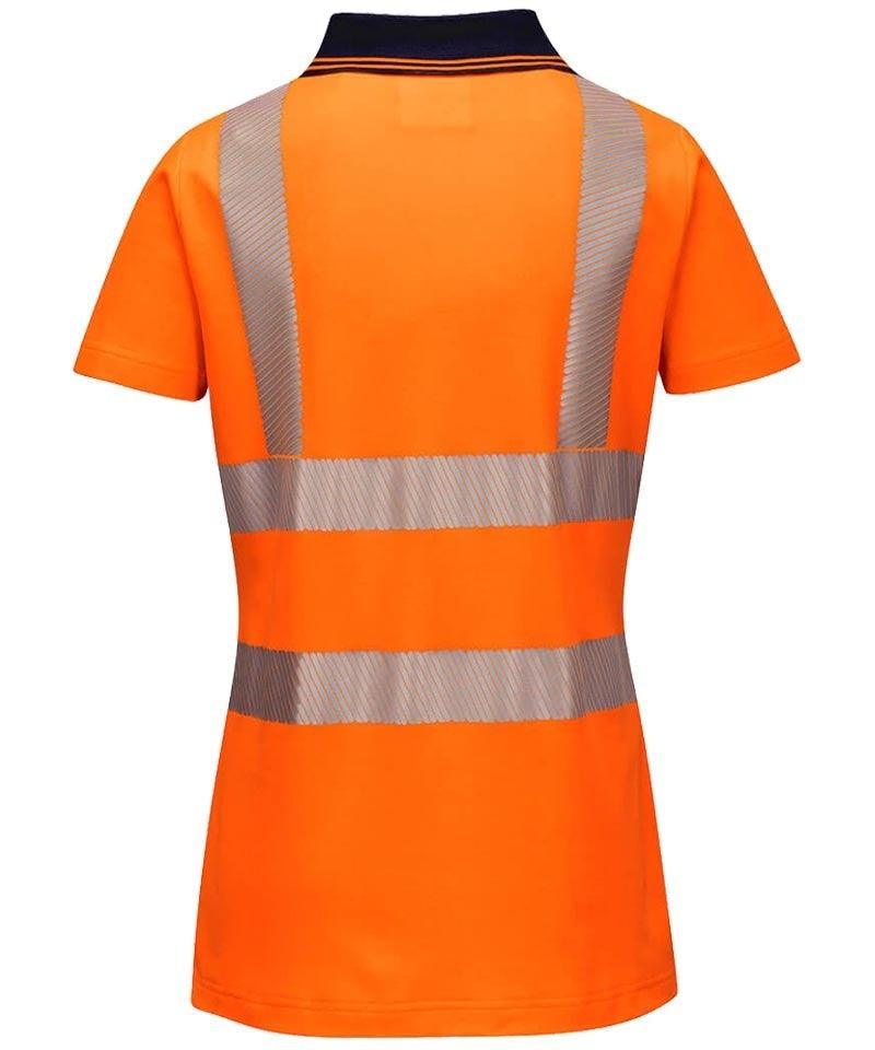 Dames poloshirt high-visibility LW72 oranje achterkant