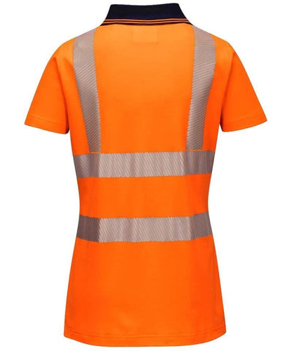 Dames poloshirt high-visibility LW72 oranje achterkant