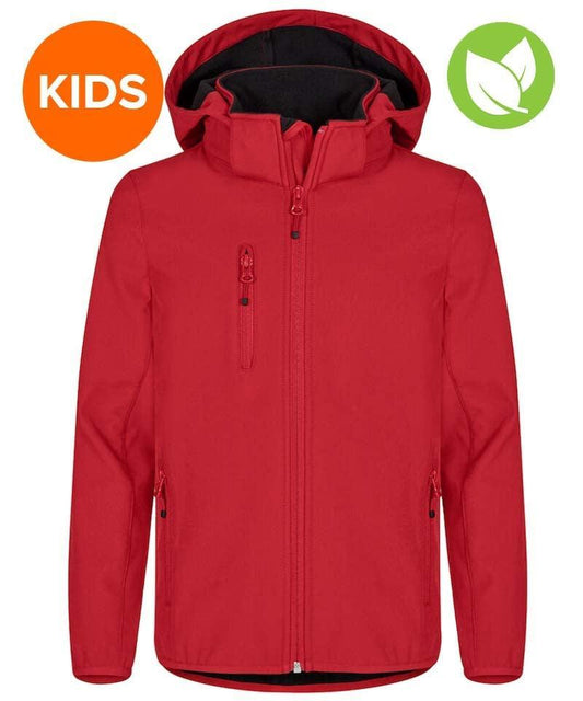 Kinder softshell jas Clique classic rood voorkant