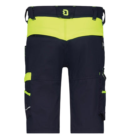 Dassy werkshort Manilla stretch navy geel achterkant