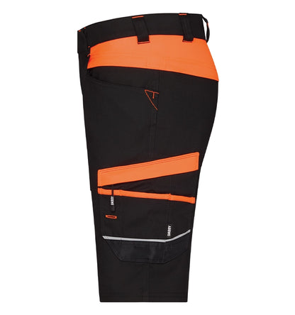Dassy werkshort Manilla stretch zwart oranje zijkant