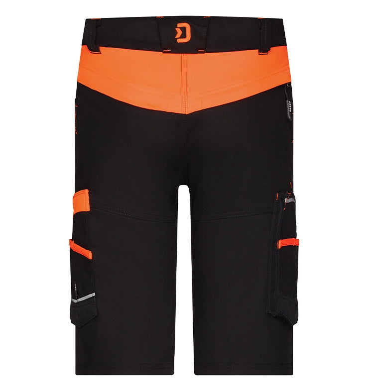 Dassy werkshort Manilla stretch zwart oranje achterkant