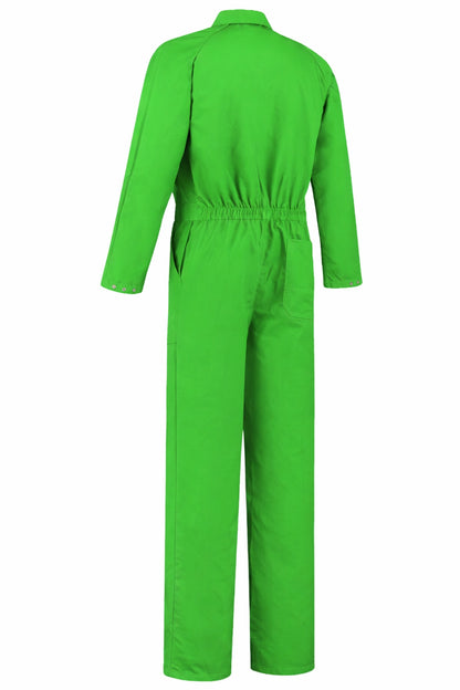 Kinderoverall polyester/katoen lime achterkant