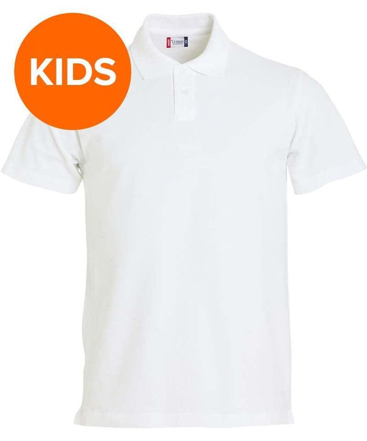 Kinder poloshirt Clique basic wit voorkant