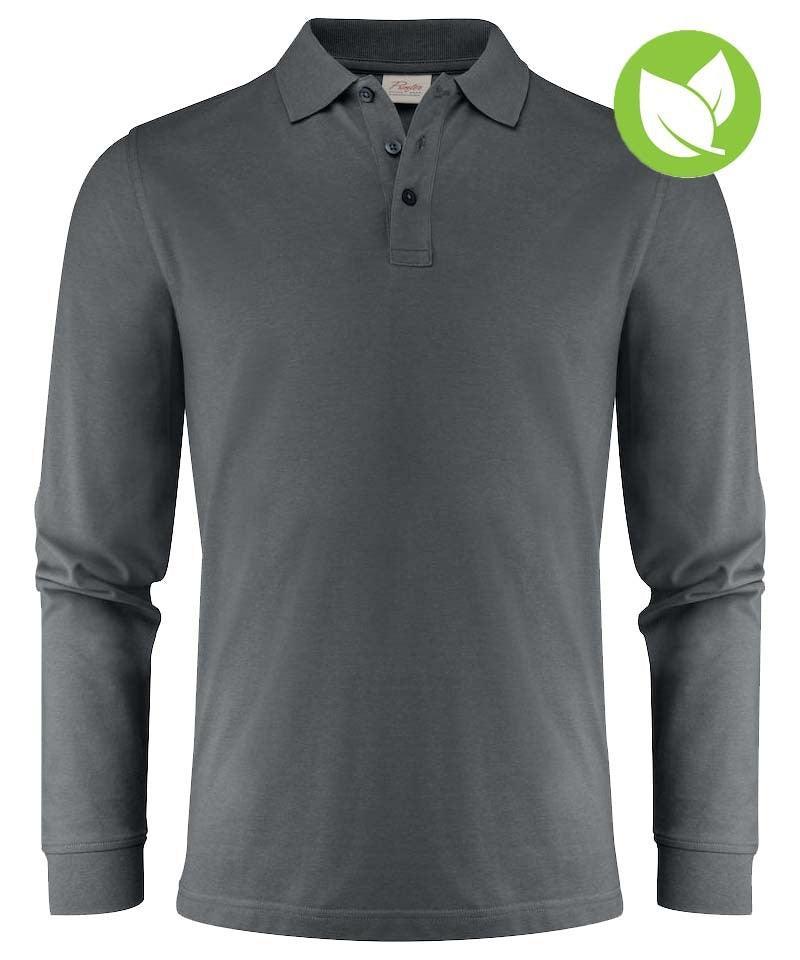 Poloshirt lange mouwen Printer Surf pro antraciet voorkant