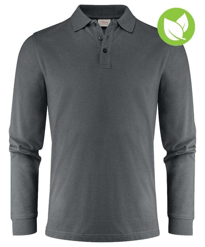 Poloshirt lange mouwen Printer Surf pro antraciet voorkant