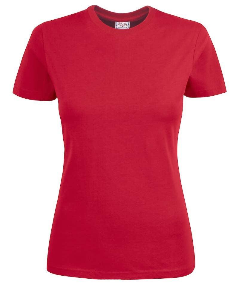Printer Heavy T-shirt Dames Ronde hals rood