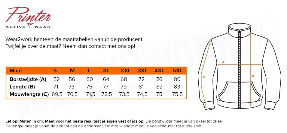 Gevoerde softshell jas Printer Skeleton dames - Maattabel