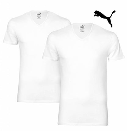 T-shirt Duopack V-hals Puma wit