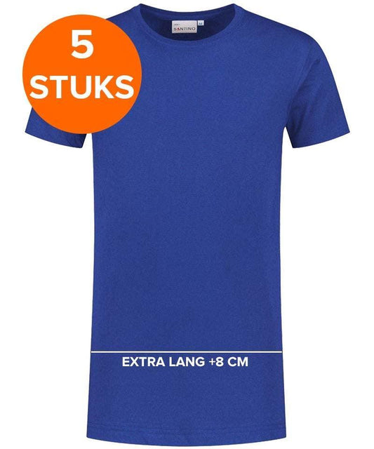 T-shirt extra lang Santino Jace plus kobaltblauw 5-pack