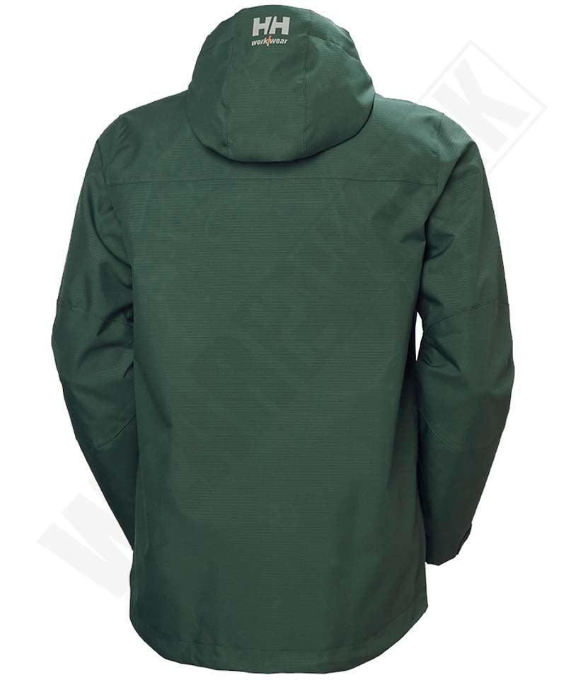 Shell jas Oxford Helly Hansen groen achterkant