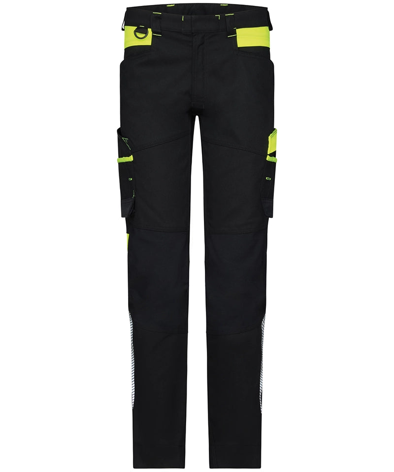 Dassy dames werkbroek Hong Kong stretch zwart geel voorkant