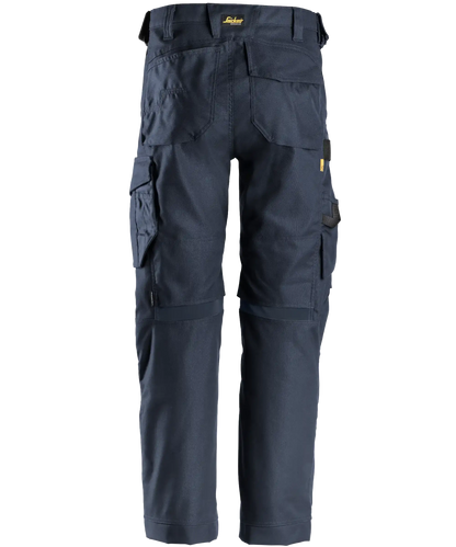 Snickers werkbroek canvas 6324 blauw achterkant