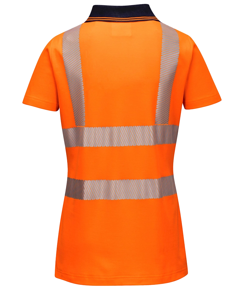 Dames poloshirt high-visibility LW72 achterkant oranje