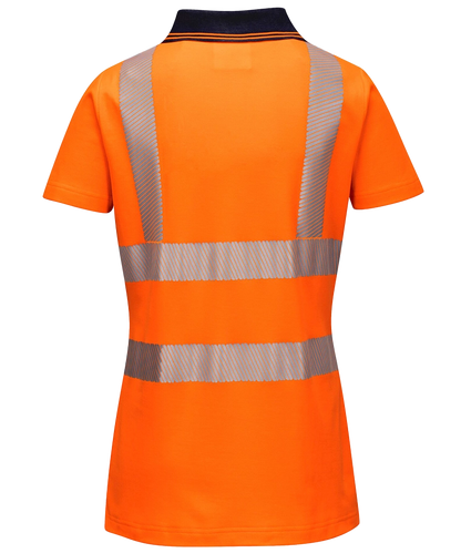 Dames poloshirt high-visibility LW72 achterkant oranje