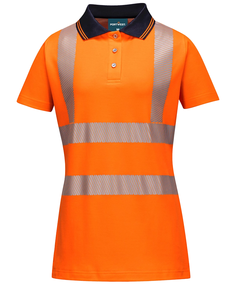 Dames poloshirt high-visibility LW72 voorkant oranje