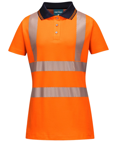 Dames poloshirt high-visibility LW72 voorkant oranje