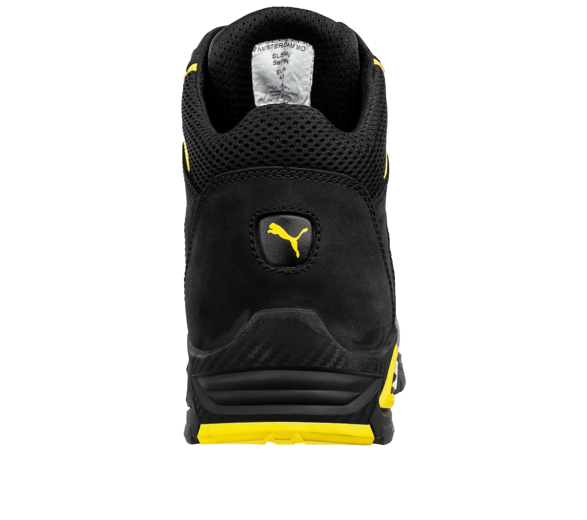 Puma werkschoenen Amsterdam Mid S3 SRC 63224 achterkant met logo